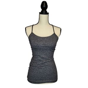 Lululemon Power Y tank Heathered Black gray racerback thin straps tank top sz 4